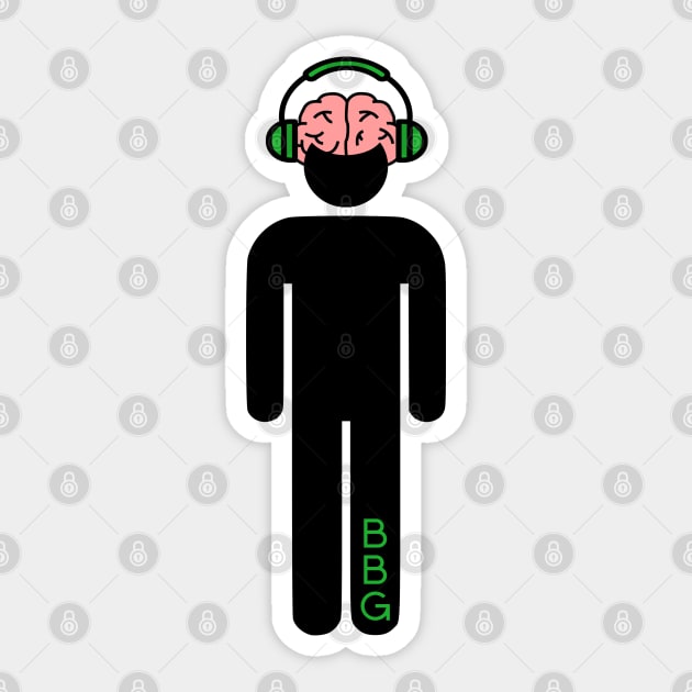 Big Brain Gamer Black Sticker by felixbunny